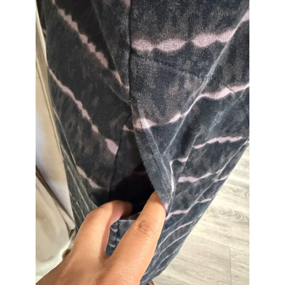 Ellen Tracy Lagenlook Midi Dress L Pima Cotton Animal Stripe T-Shirt Black Combo